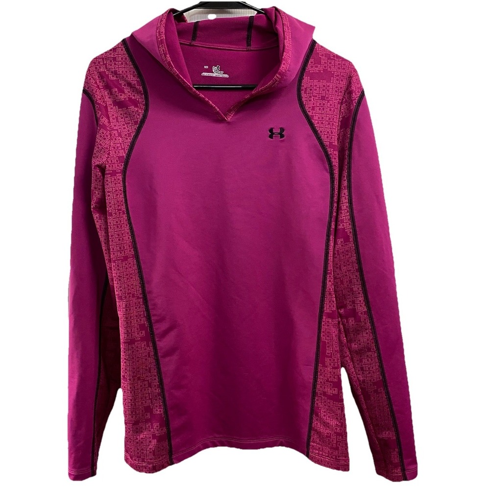 Under Armour‎ Women's Cold Gear Pull Over 1/4 Zip Hot Pink Jacket Hoodie Sz. L